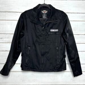 Harley-Davidson Women’s Black Riding Jacket Large Motorcycle Logo Zip Jacket